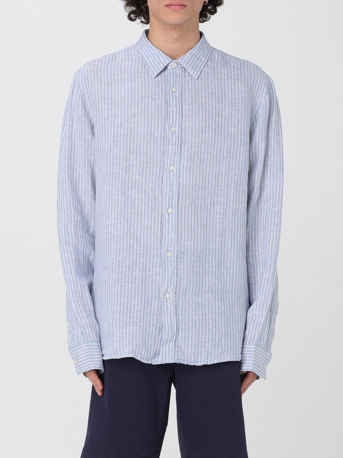 Michael Kors Linen Chambray Button-down Collar Shirt In Gnawed Blue