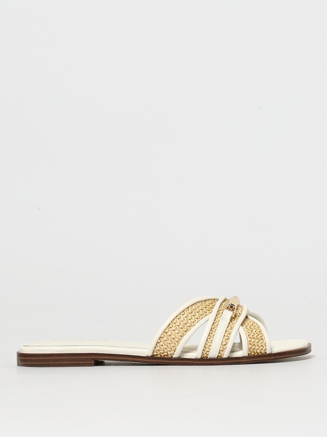 Twinset Sandalo In Paglia Flat Shoes In Yellow Cream