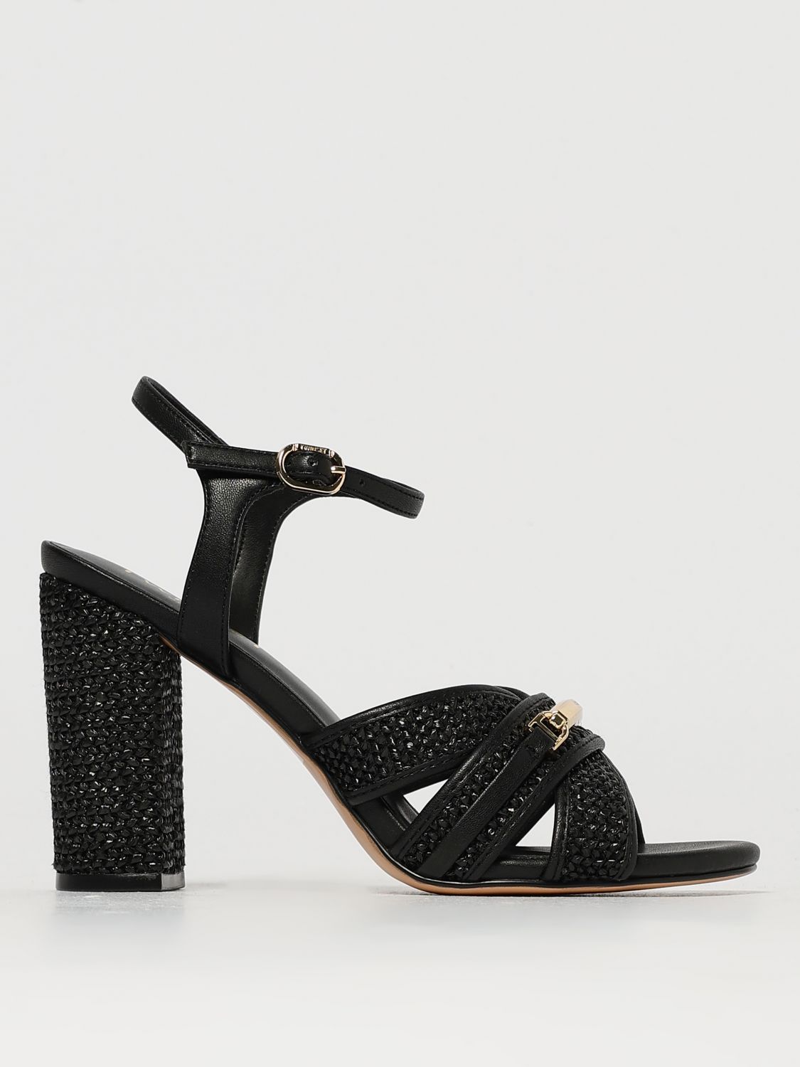 Twinset 100mm Buckled Interwoven Sandals In ブラック