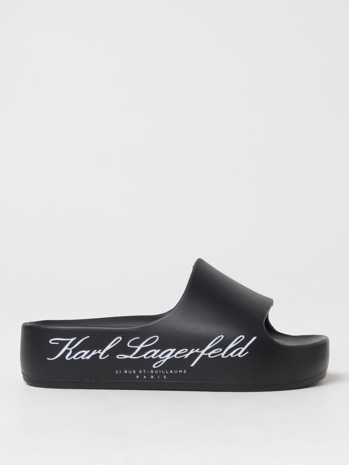 Karl Lagerfeld Logo-print Flat Slides In Black