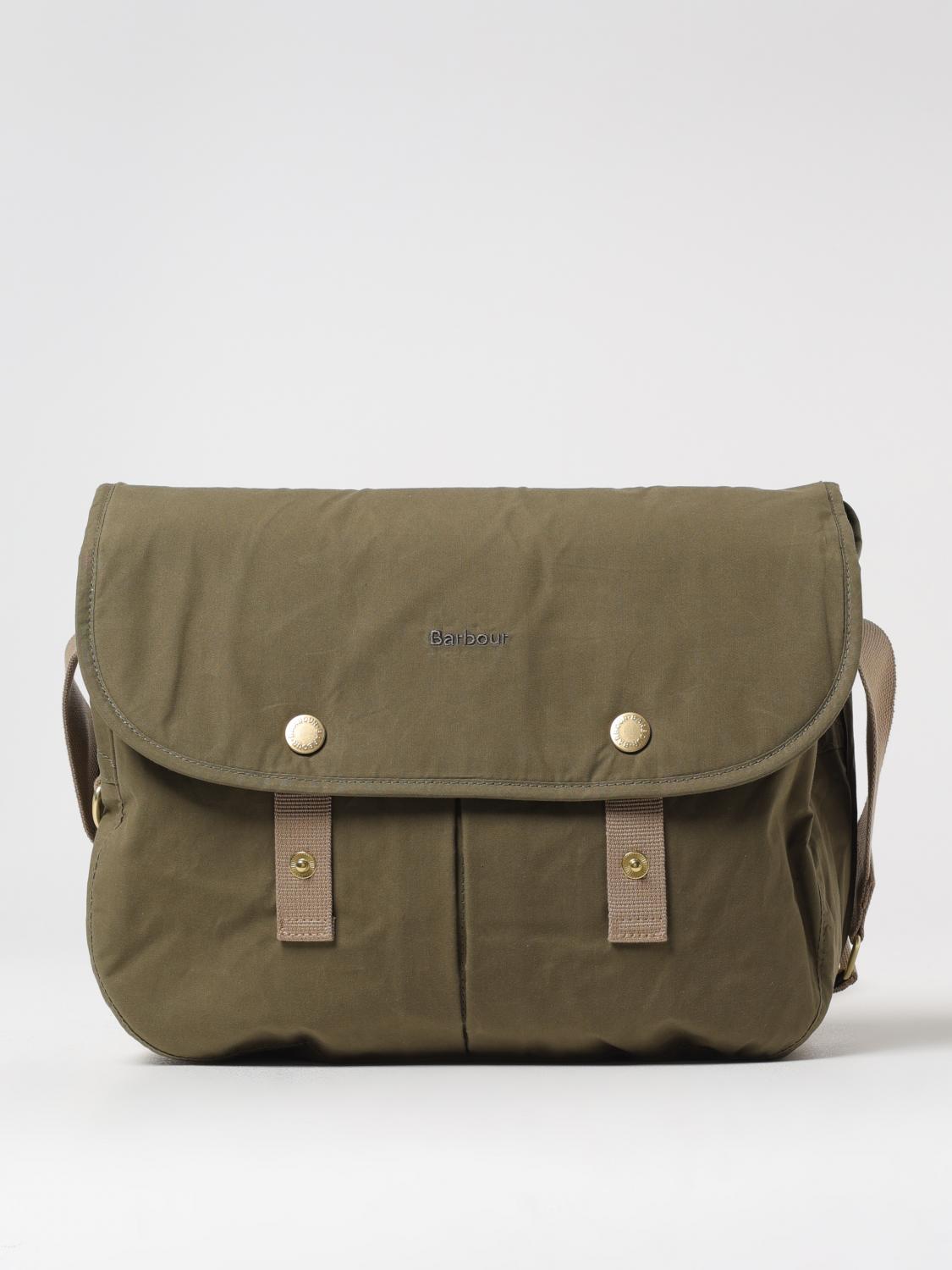 Barbour Shoulder Bag With Adjustable Strap And Front Pockets In Green