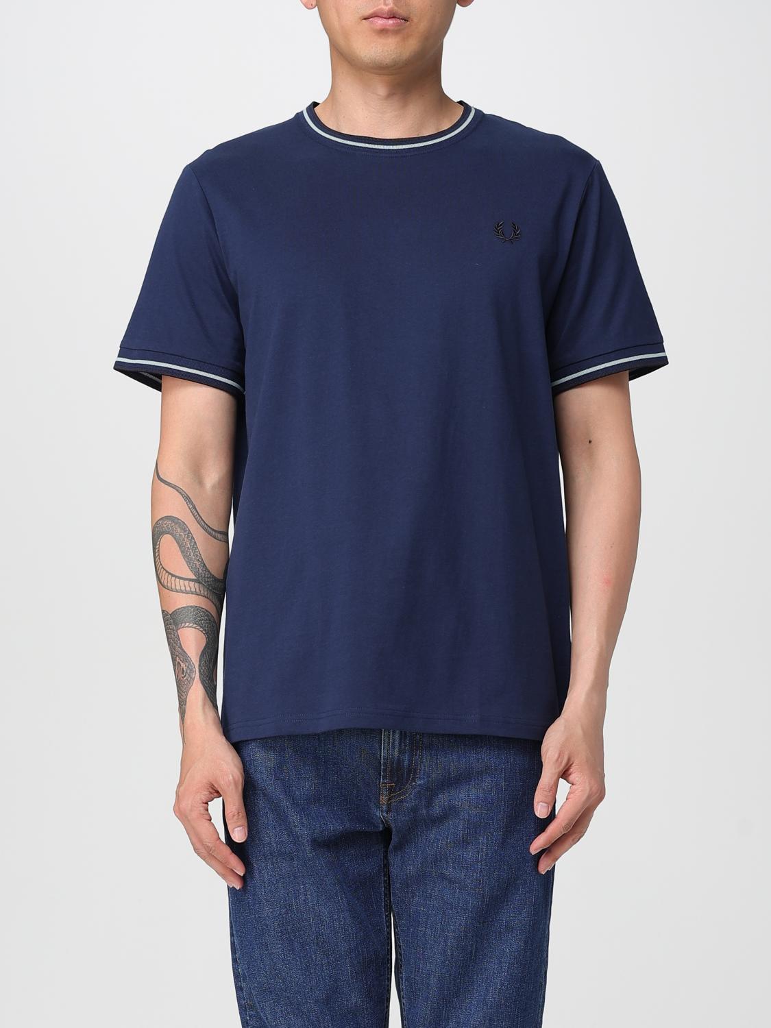 Fred Perry Twin Tipped Short Sleeved T Shirt Navy In Blue