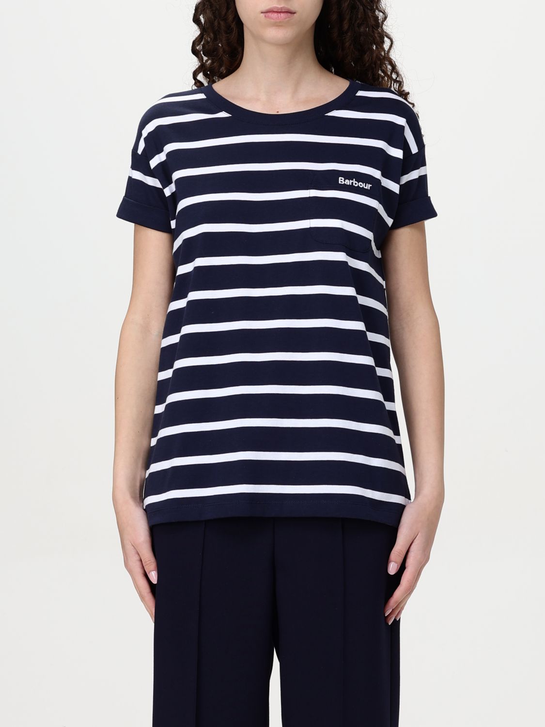Shop Barbour T-shirt Woman Color Blue