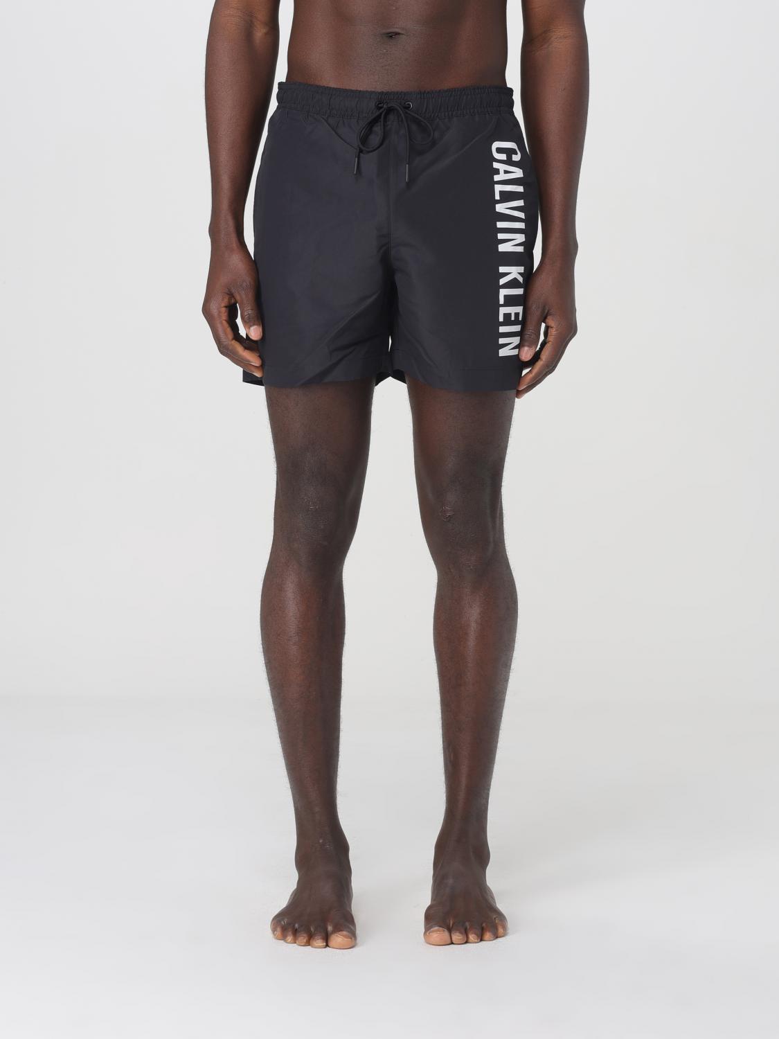 Calvin Klein Drawstring Swim Shorts With Side Pockets In Black