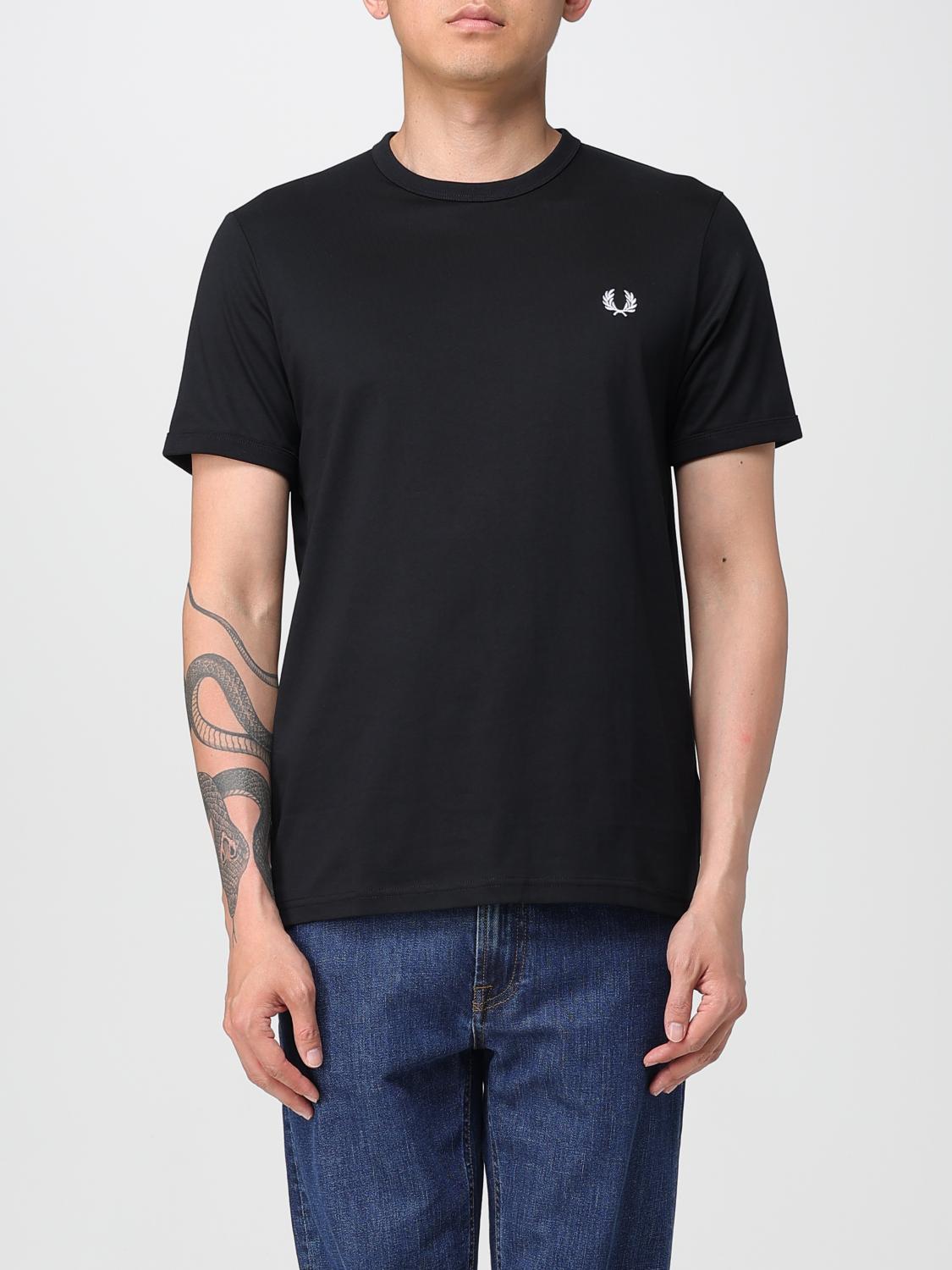 Fred Perry Logo-embroidered Cotton T-shirt In Black