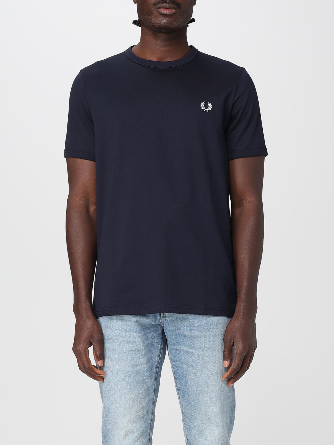 Fred Perry Logo-embroidered Cotton T-shirt In Black