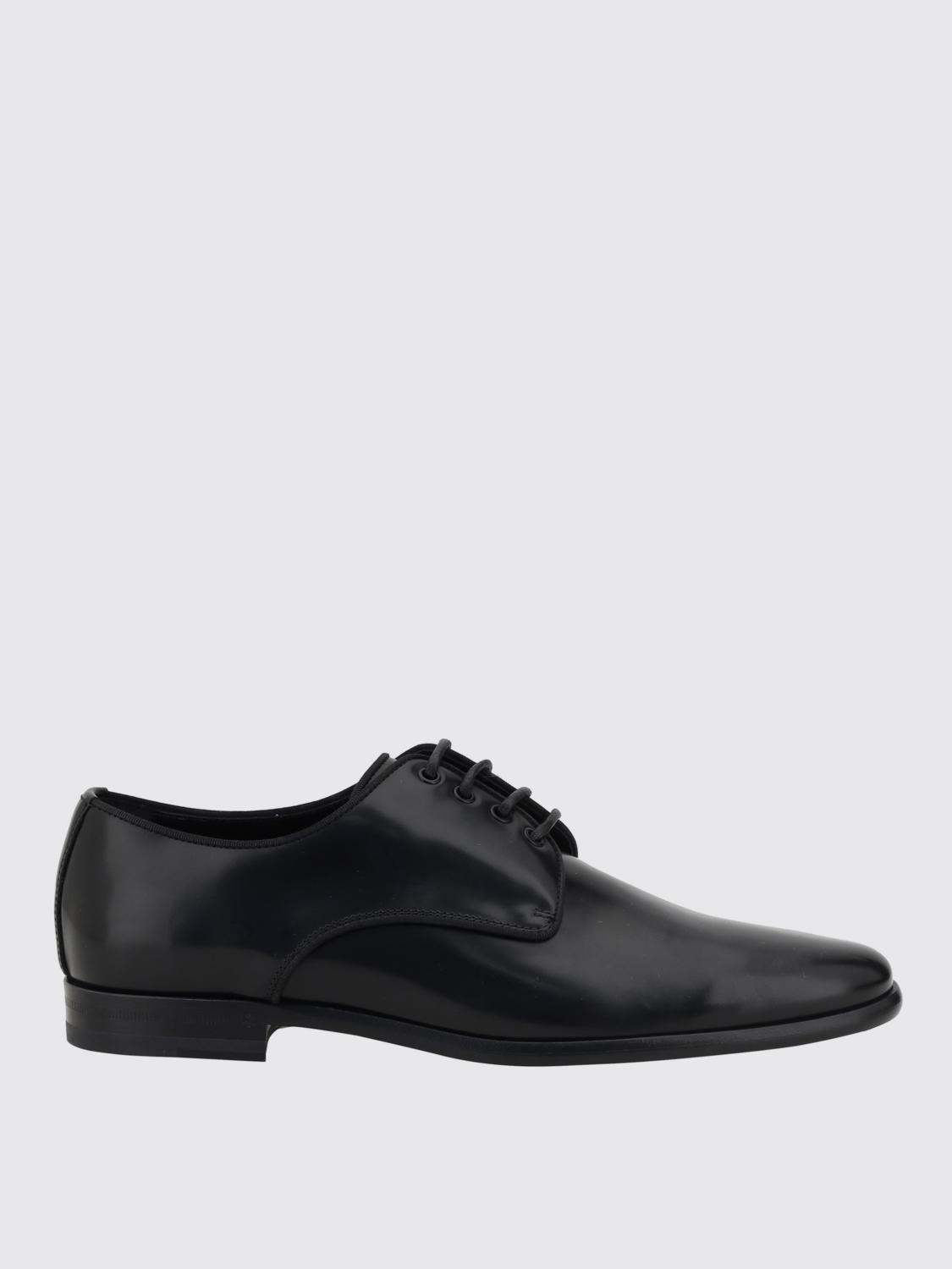 Dolce & Gabbana Black Leather Raffaello Lace-up Shoes In Black