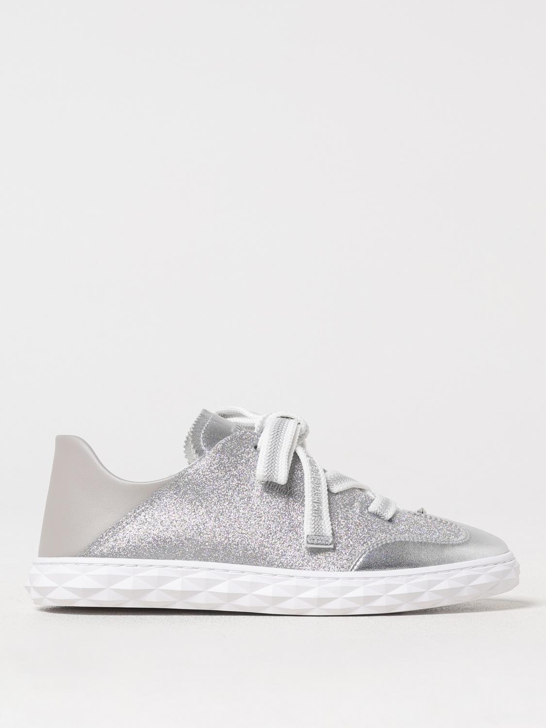 Jimmy Choo Diamond Light Leather Sneakers In Silber