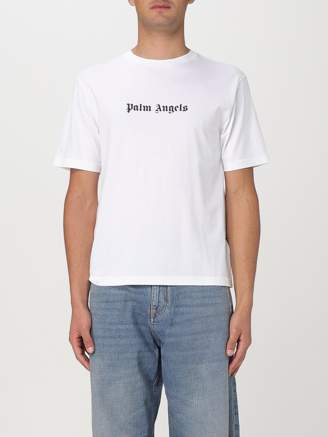 Palm Angels White Short-sleeved T-shirt With Monogram Pa Embroidery In White
