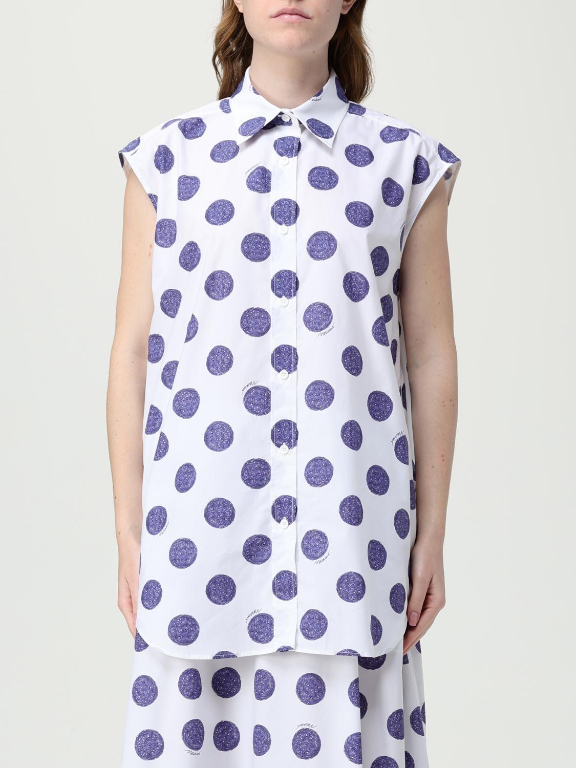 Moschino Sleeveless Cotton Poplin Shirt With Polka Dot Pattern