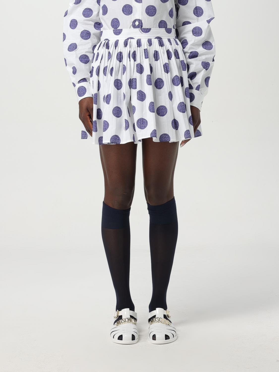 Moschino Couture Ballpoint Pen Polka Dots Pleated Skirt In White