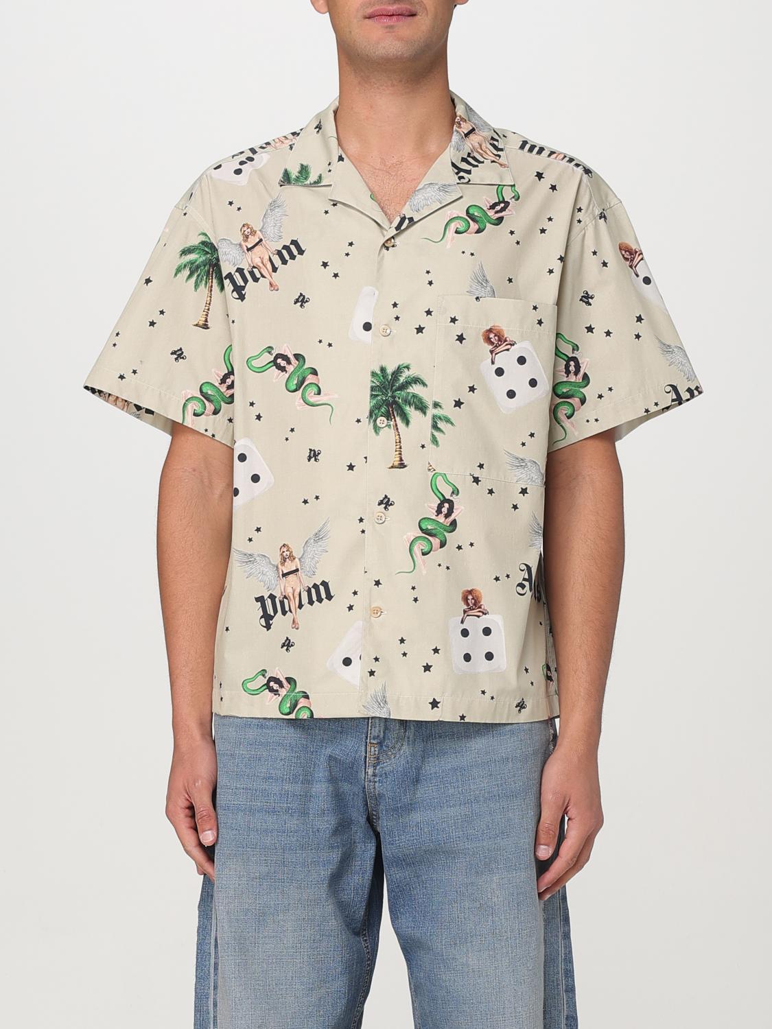 Palm Angels Pin Up Bowling Shirt In Ivory