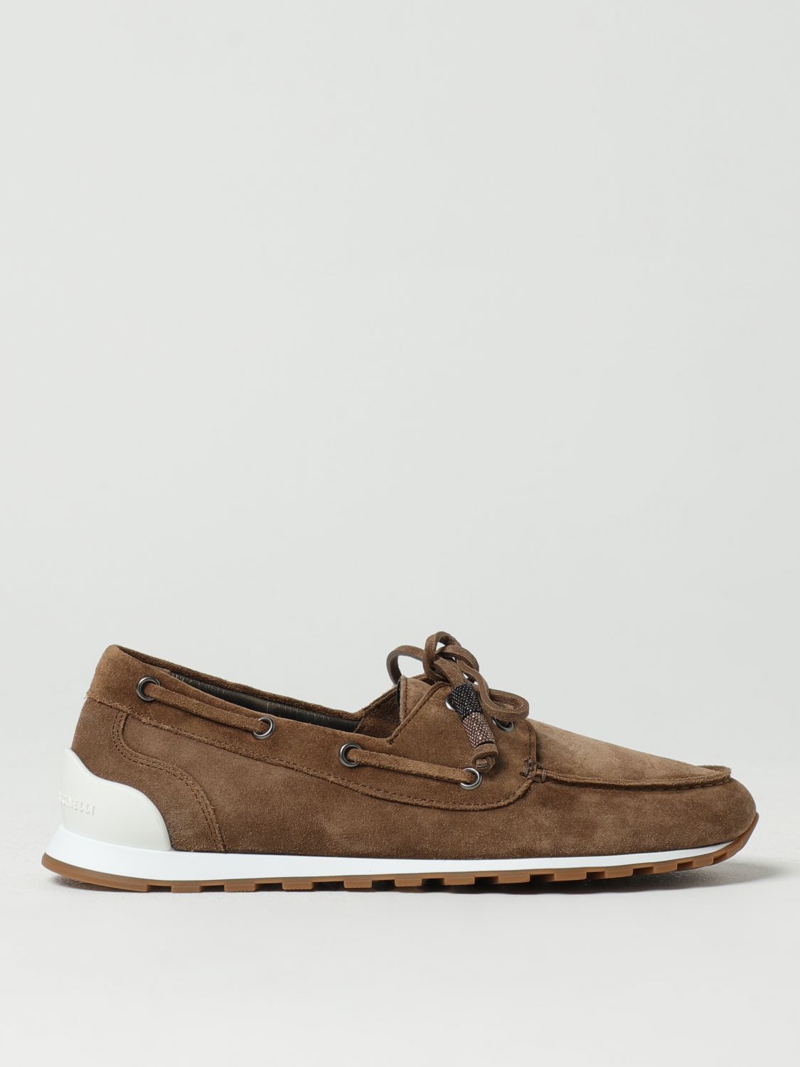 Brunello Cucinelli Loafers With Suede Finish And Rubber Sole In Brown