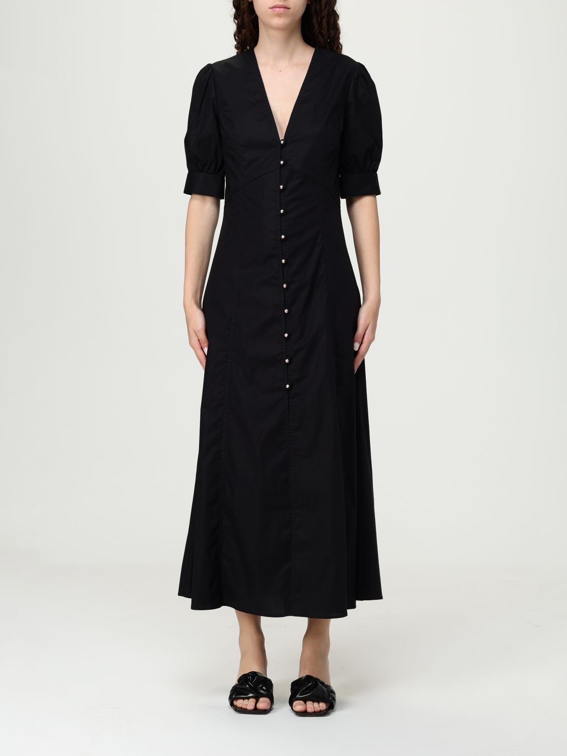 Twinset Twin-set Midi Dress With Front Button Fastening In Black