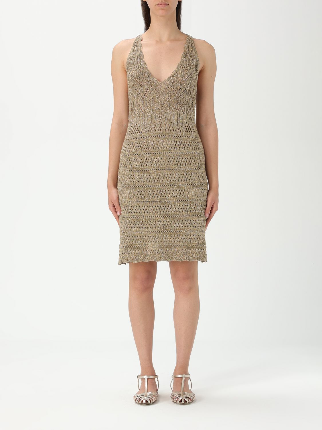 Shop Twinset Dress Woman Color Gold