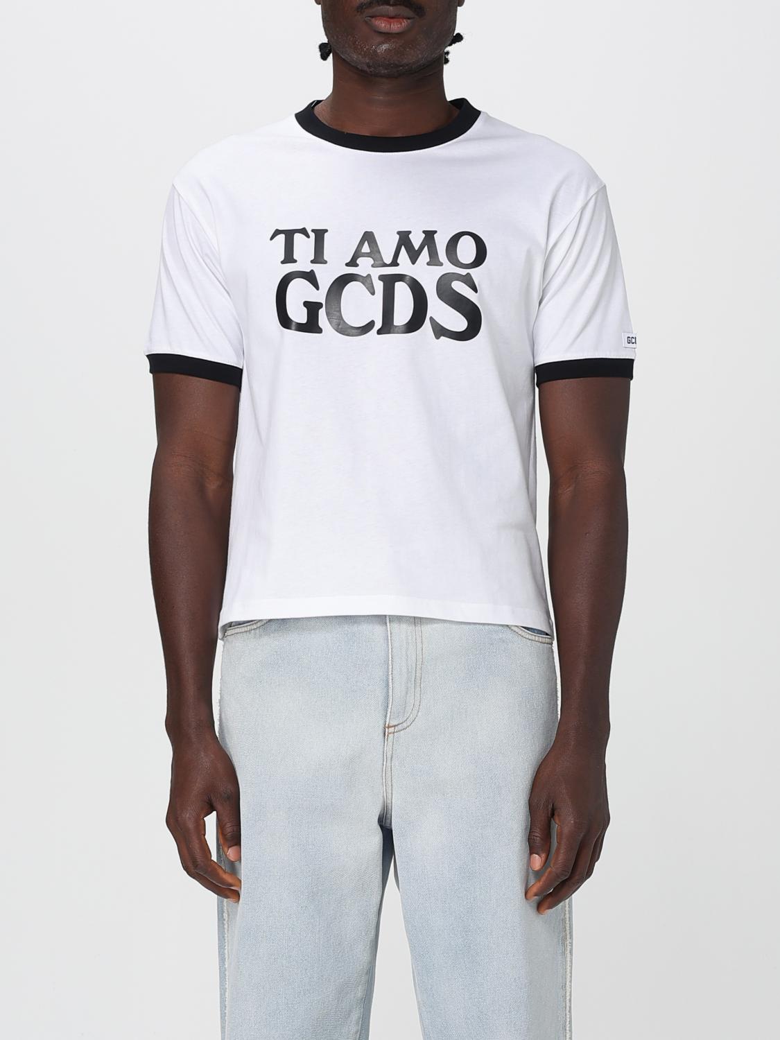 Gcds Boxy T-shirt Trim Contrast Crew Neck In White