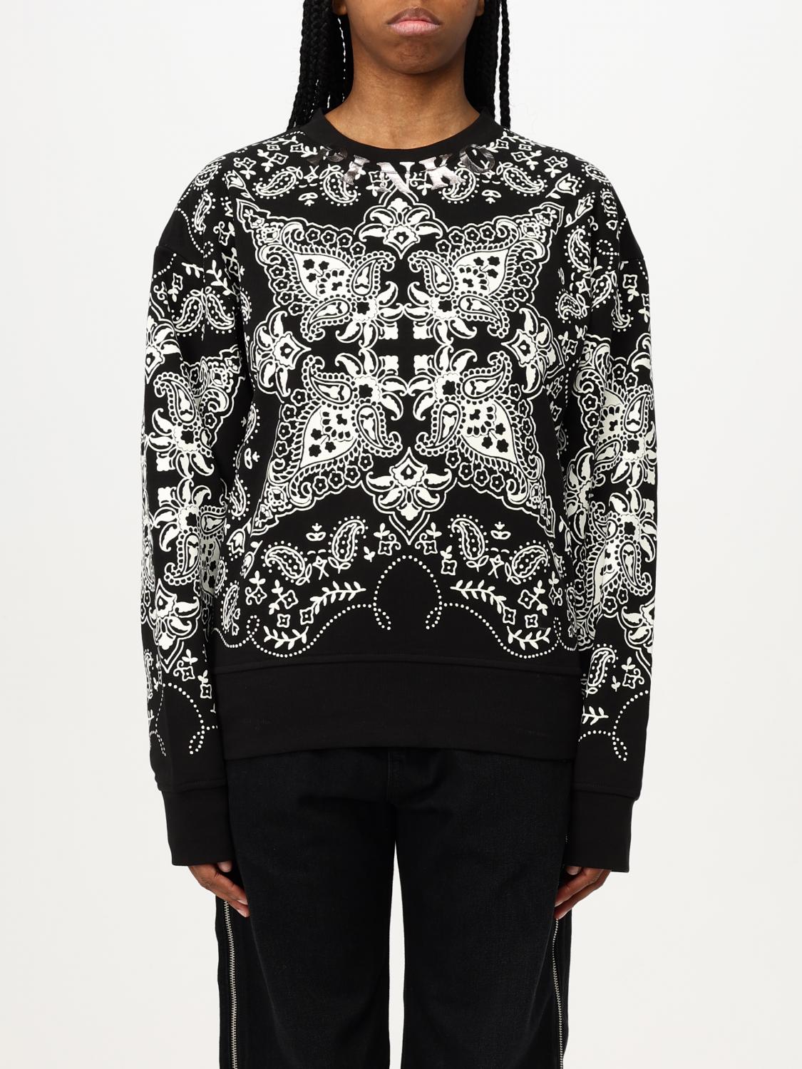 Pinko Paisley Pattern Cotton Sweatshirt In Black