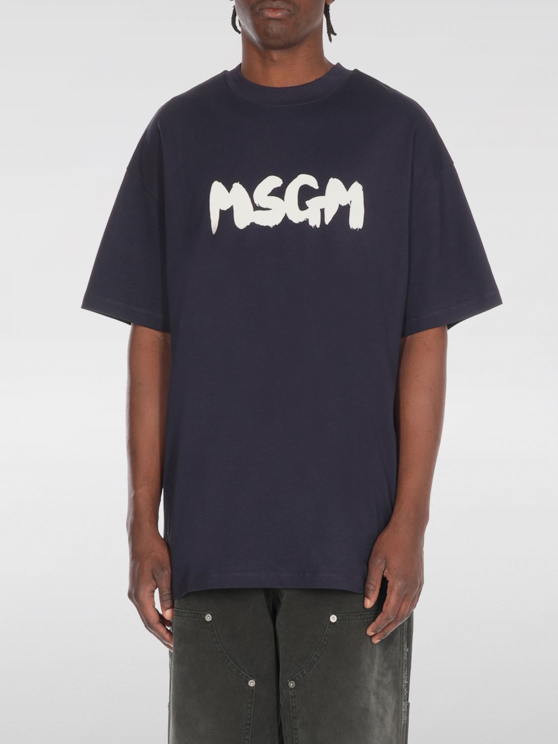 Msgm Casual Fit Blue T-shirt With Bold Logo