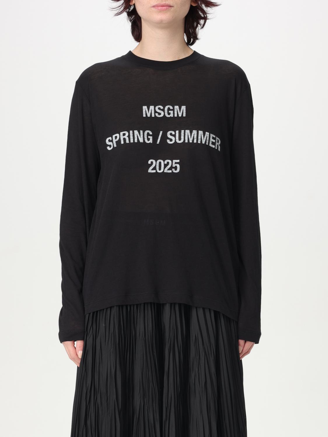 Msgm Slogan-print Cotton T-shirt In Black
