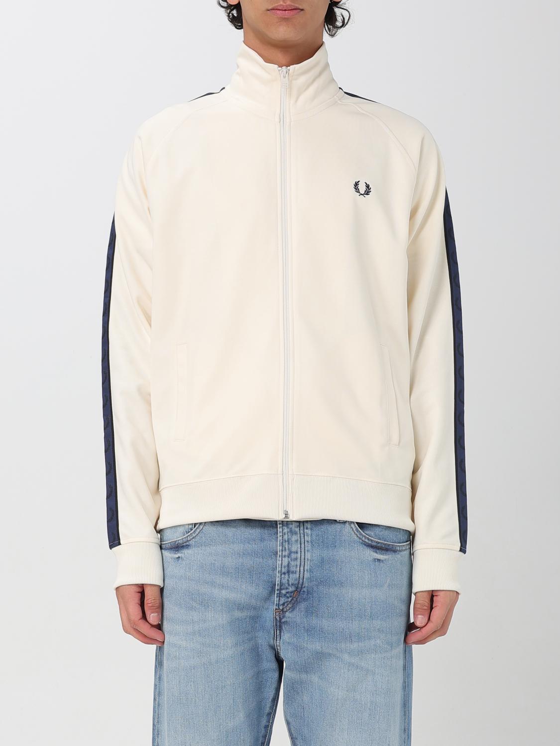Fred Perry Track Jacket With Contrasting Webbing In Ecru
