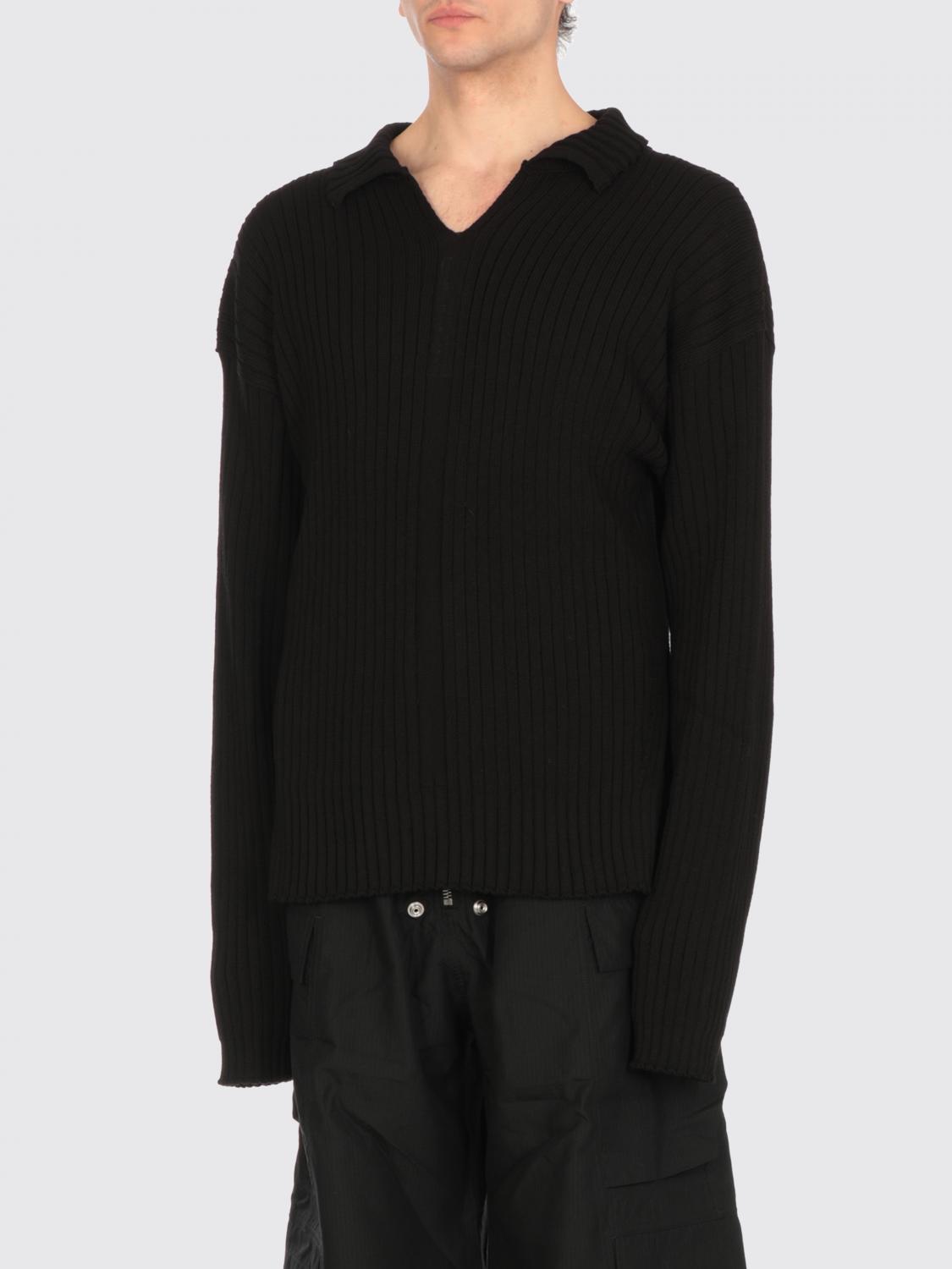 Rick Owens Ribbed V Neck Oversize Sweater