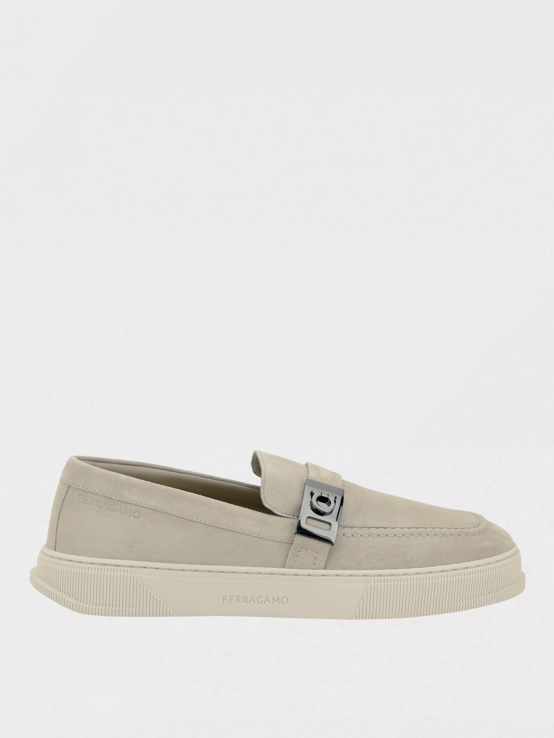 Ferragamo Men Gancini Loafers In Beige