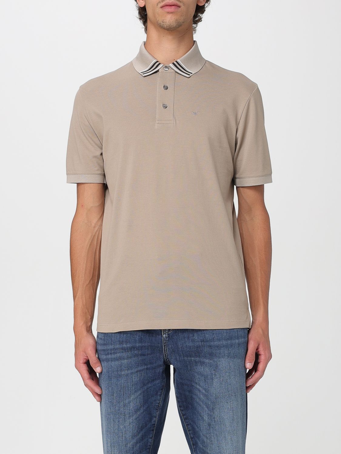 Emporio Armani Polo Shirt Men Color Grey In Neutral