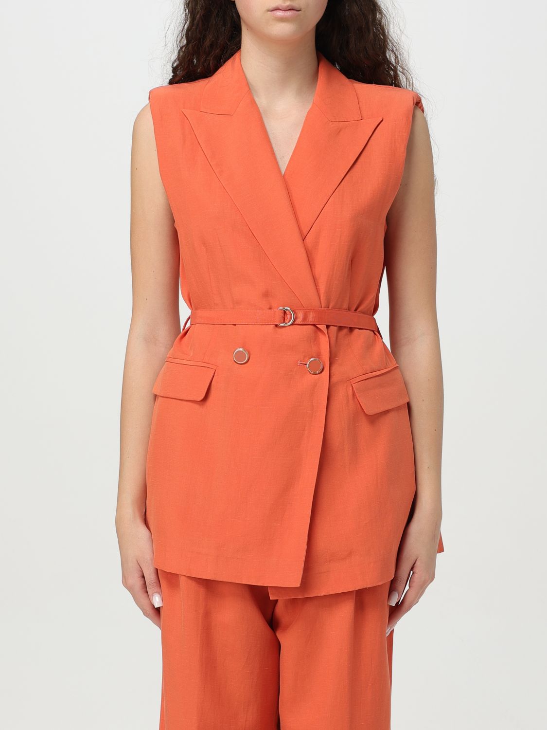 LIU •JO WAISTCOAT LIU JO WOMAN COLOR BRICK RED G75769121