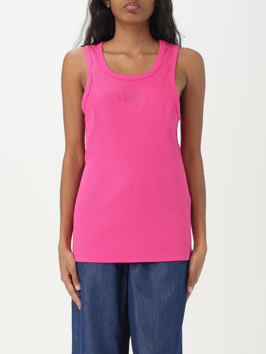 Liu •jo Logo-embroidered Tank Top In Pink