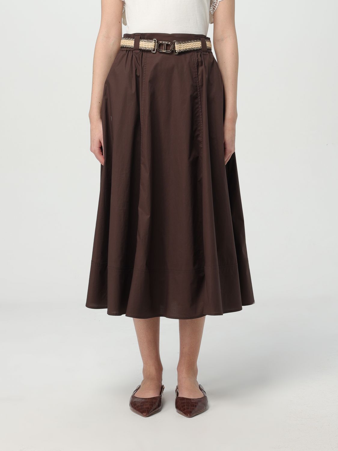 Shop Twinset Skirt Woman Color Coffee
