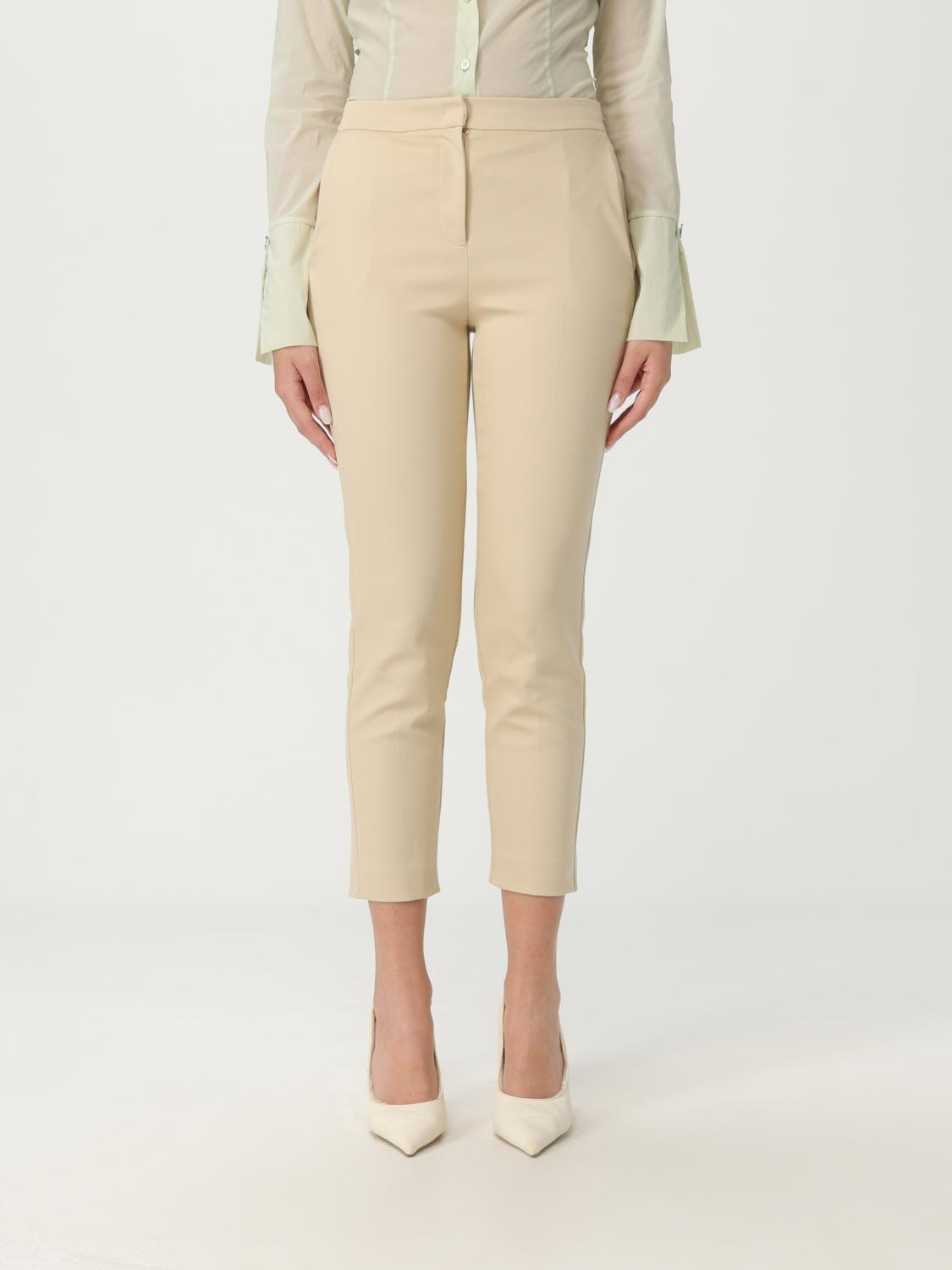 Patrizia Pepe Logo-plaque Cropped Tailored Trousers In Neutral