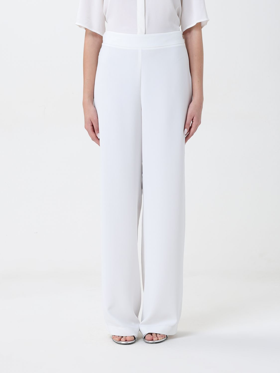 Patrizia Pepe Dart-detail Textured Palazzo Pants In Weiss