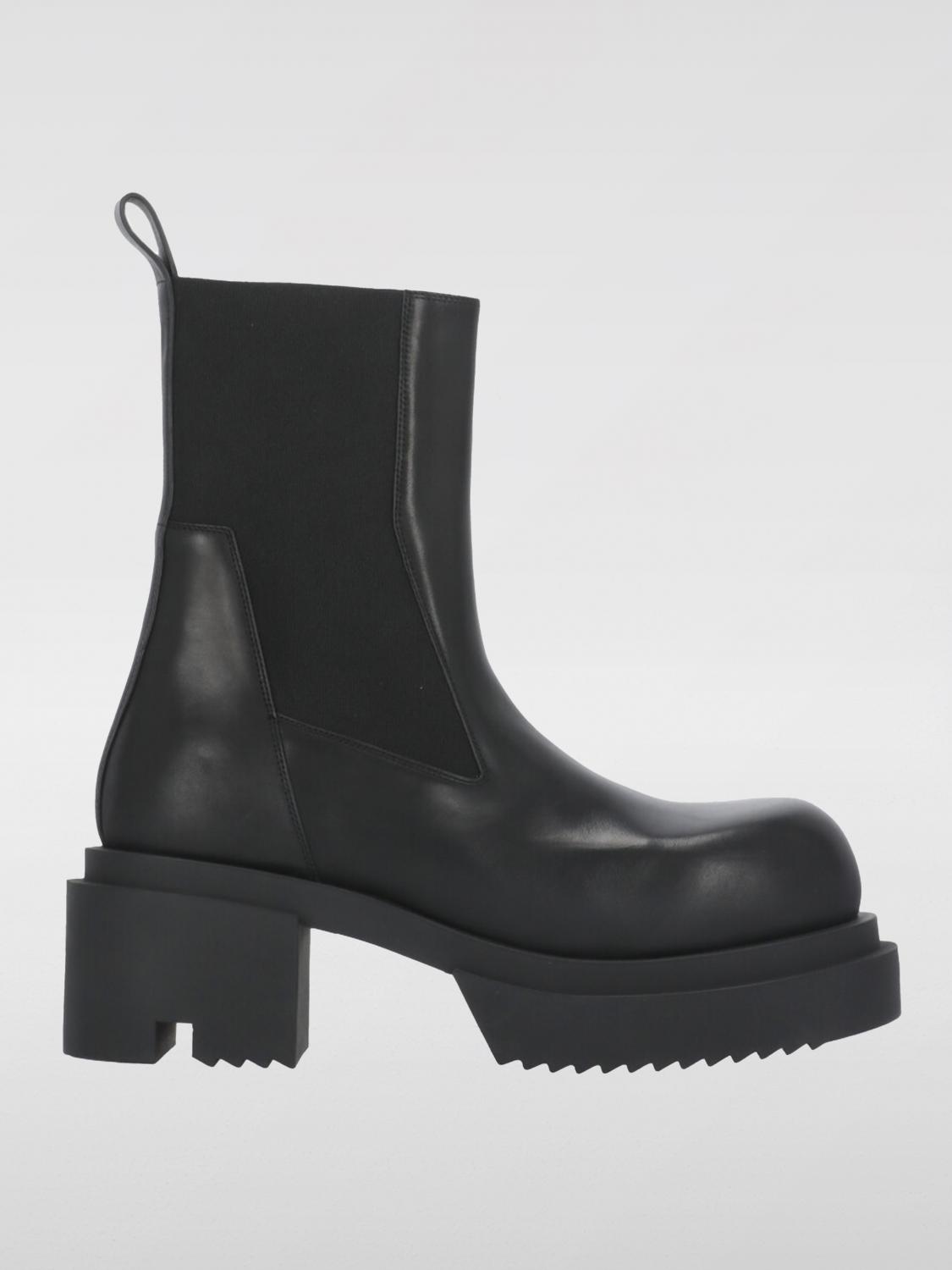 Rick Owens Womens Black Beatle Bogun Leather Heeled Boots In Schwarz
