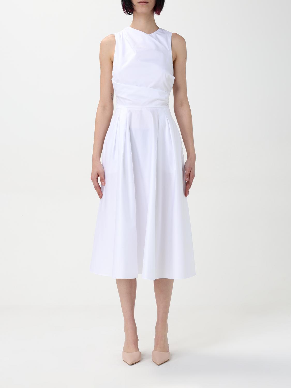 Elisabetta Franchi One Shoulder Pleated Maxi Dress In White