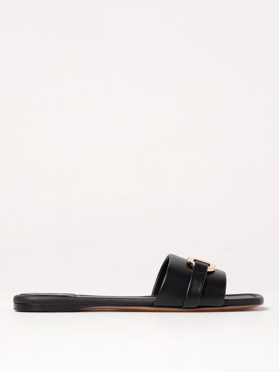 Ferragamo Square Lambskin Sandals Gold-tone Hardware In Black