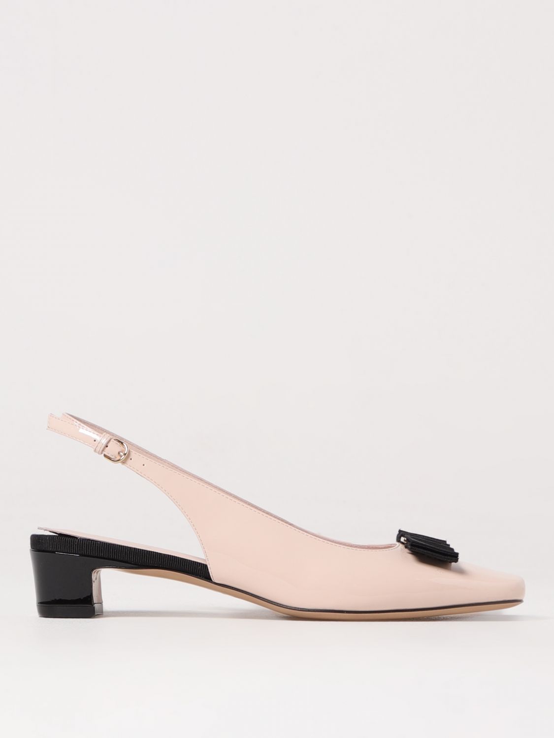 Ferragamo Slingback Pumps With Block Heel And Bow In Pink