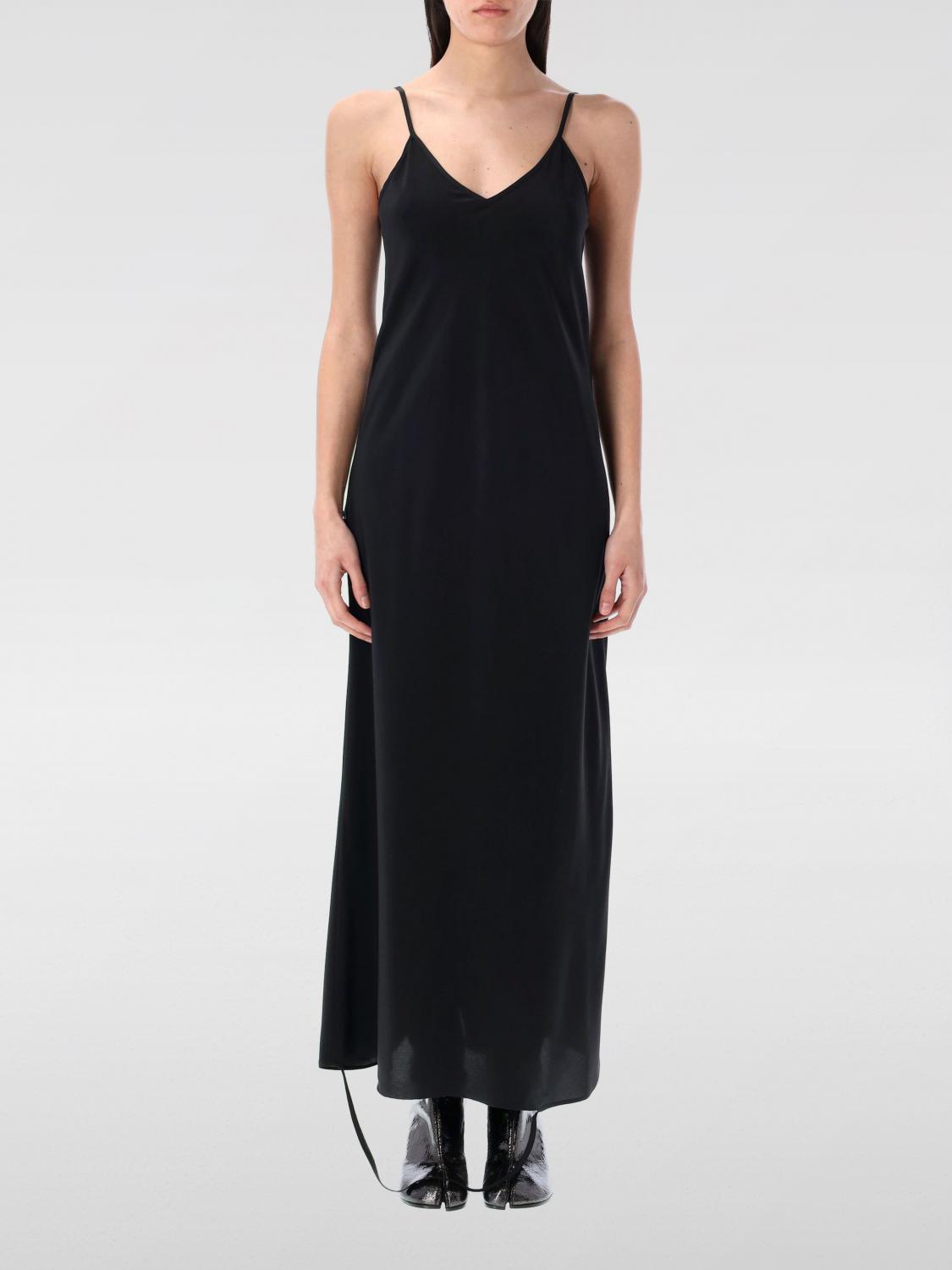 Mm6 Maison Margiela Mm6 By Maison Margiela Three Way Silk Dress With Deep V-neckline In Black