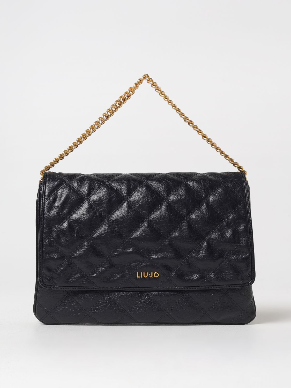 Liu •jo Liu Jo Black Quilted Messenger Bag With Logo In Black