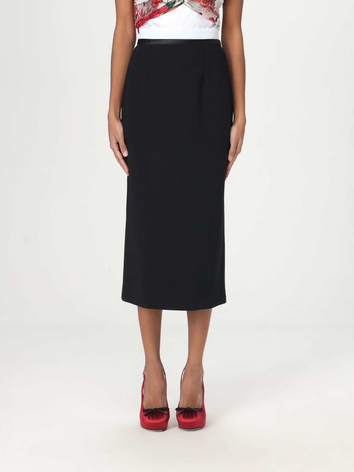 Dolce & Gabbana Gabardine Virgin-wool Midi Skirt In Black