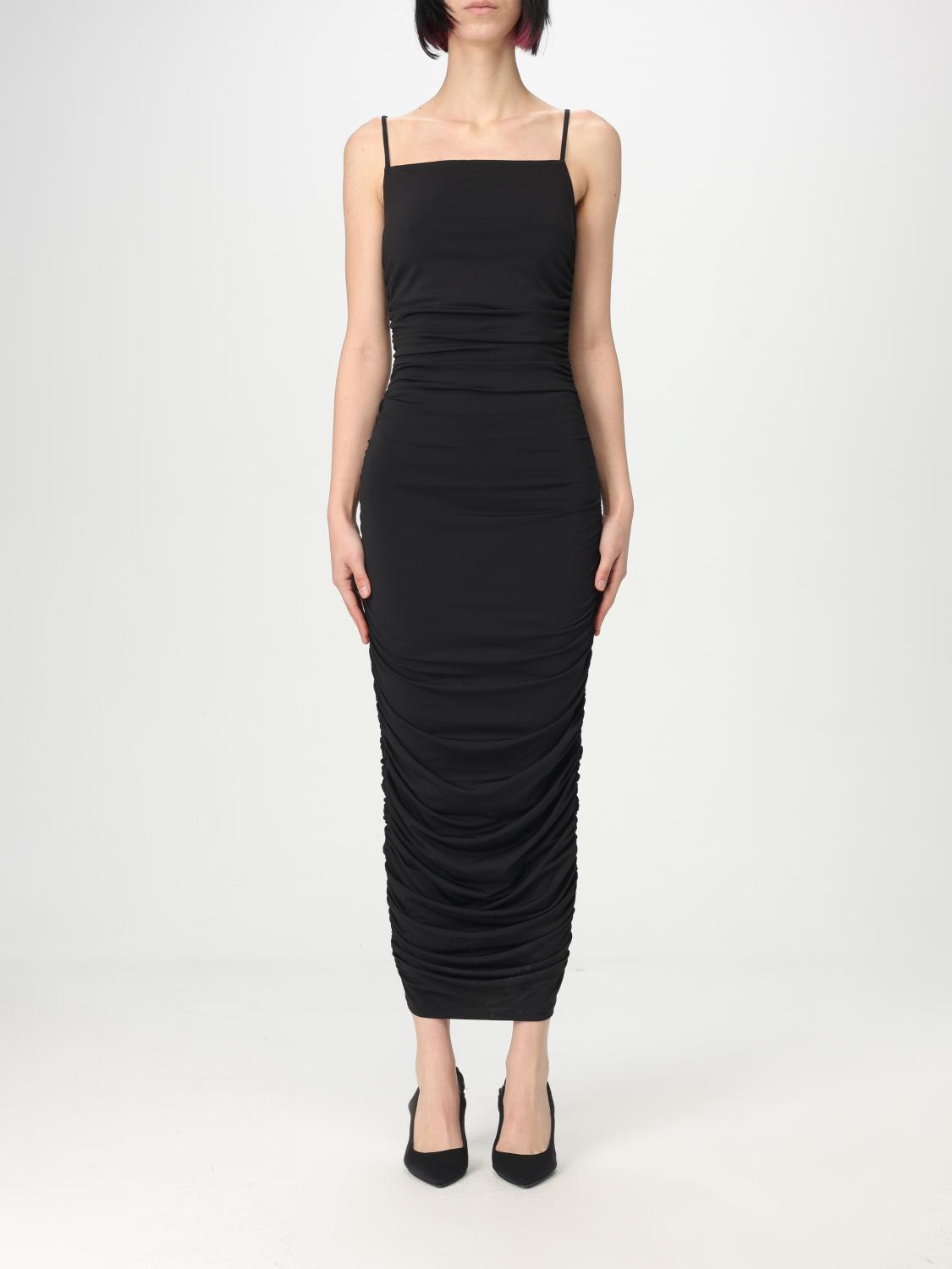 Michael Kors Form-fitting Midi Dress With Spaghetti Straps In Black