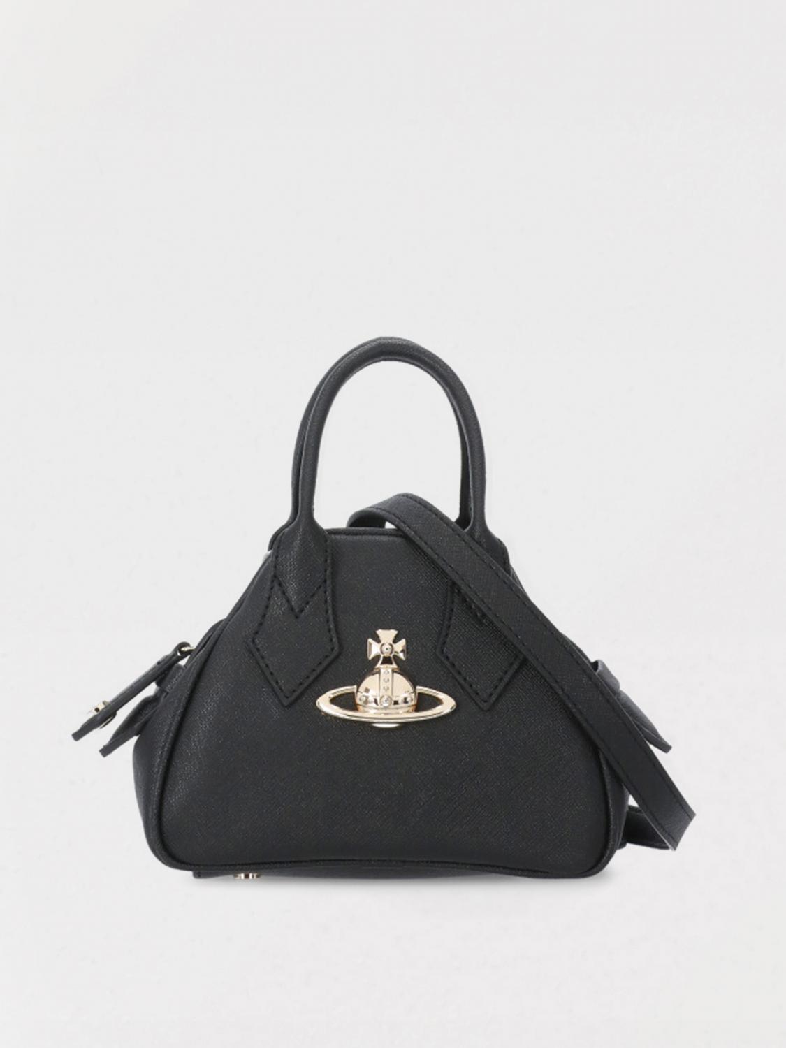 Vivienne Westwood Structured Mini Handbag With Signature Emblem In Black