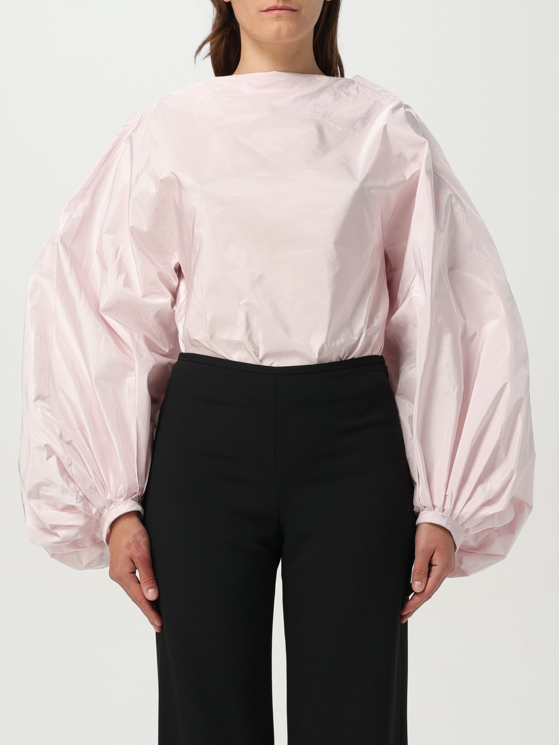 Alaïa Womens Alaia Balloon-sleeve Open-back Silk Bodysuit