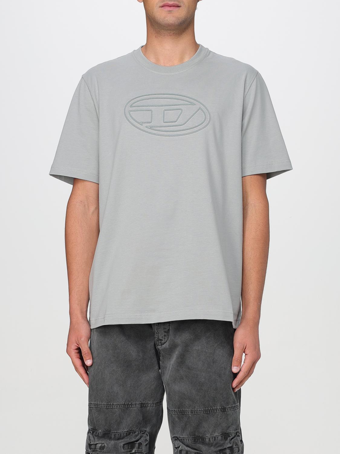 Diesel T-shirt Brodé En Coton In Grey