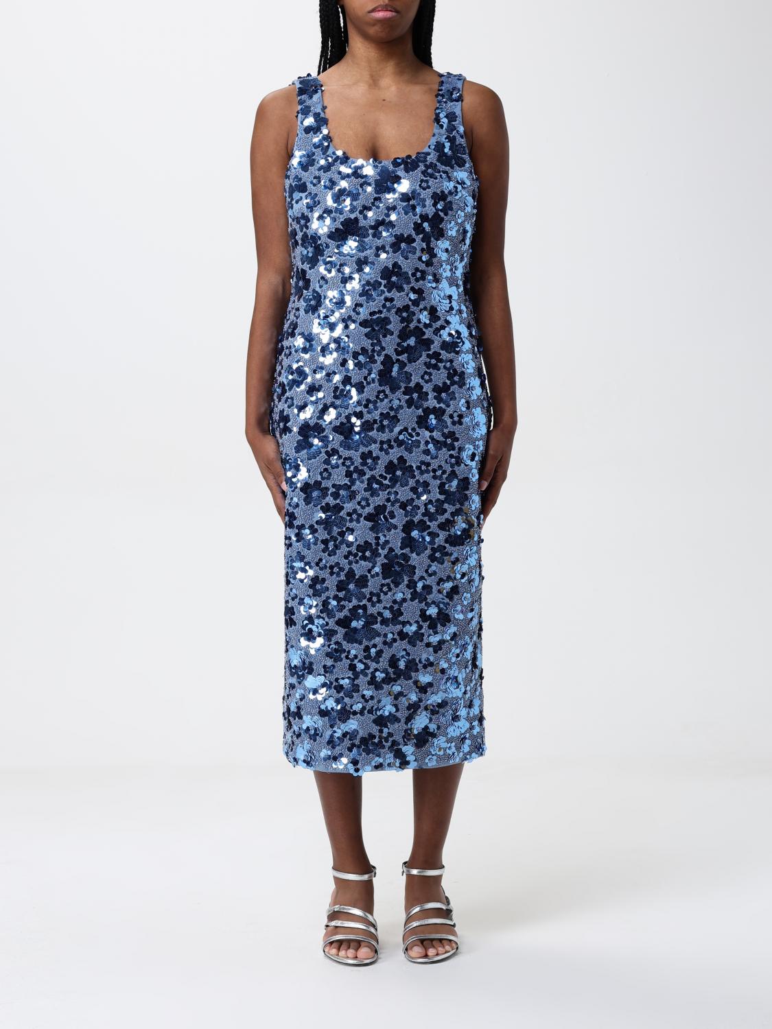 Michael Kors Cornflower Blue Midi Dress In Dust