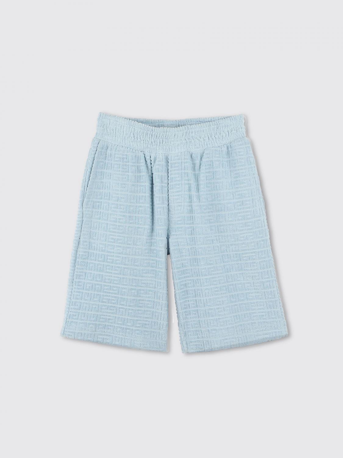 Givenchy Cotton Textured Logo Shorts In Blau
