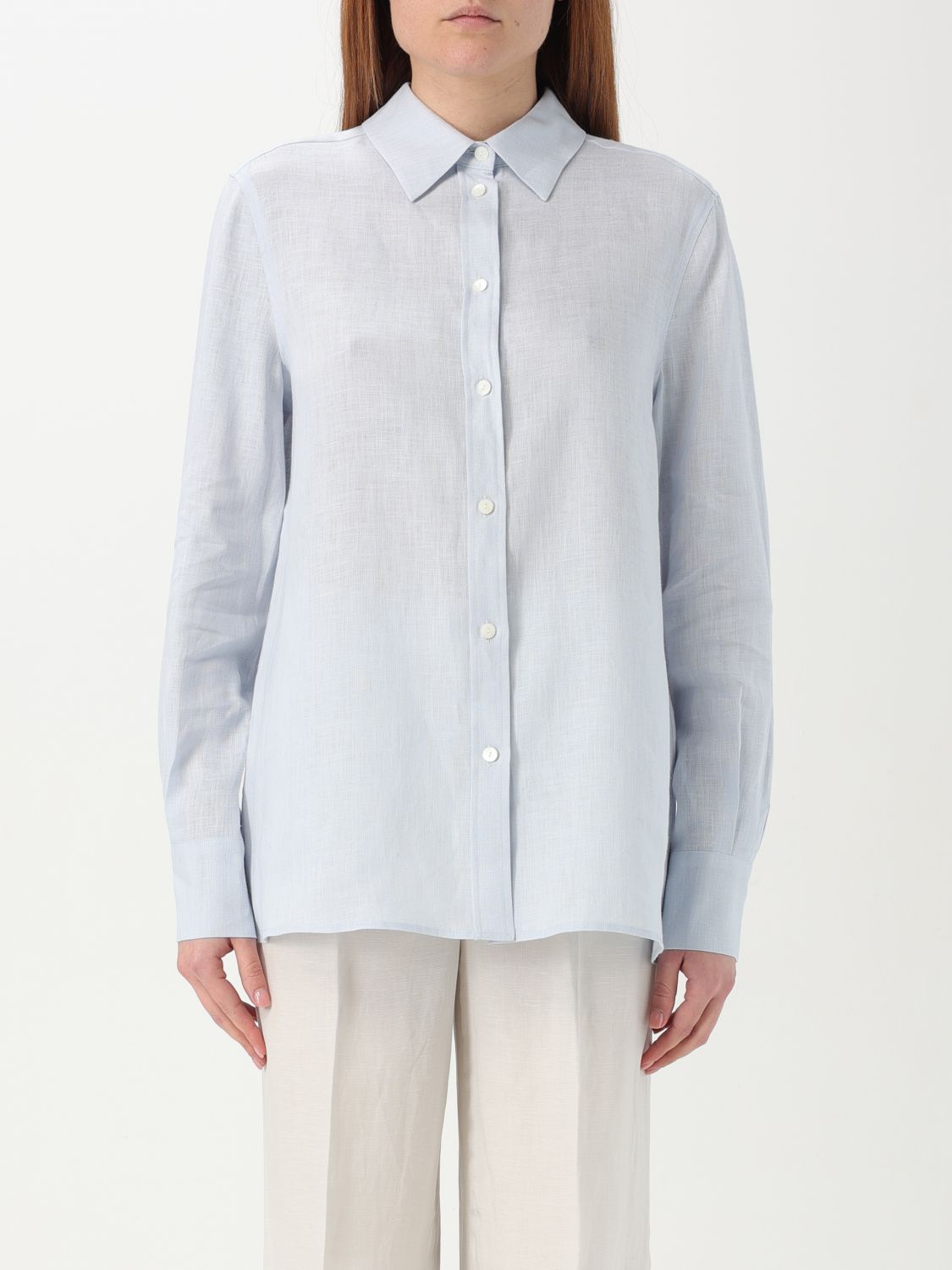 Lardini Long Sleeve Button-up Top In Blau