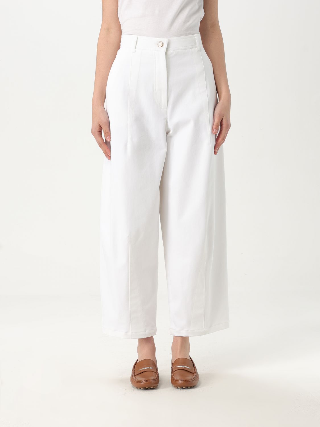 Shop Max Mara Pants Woman Color White