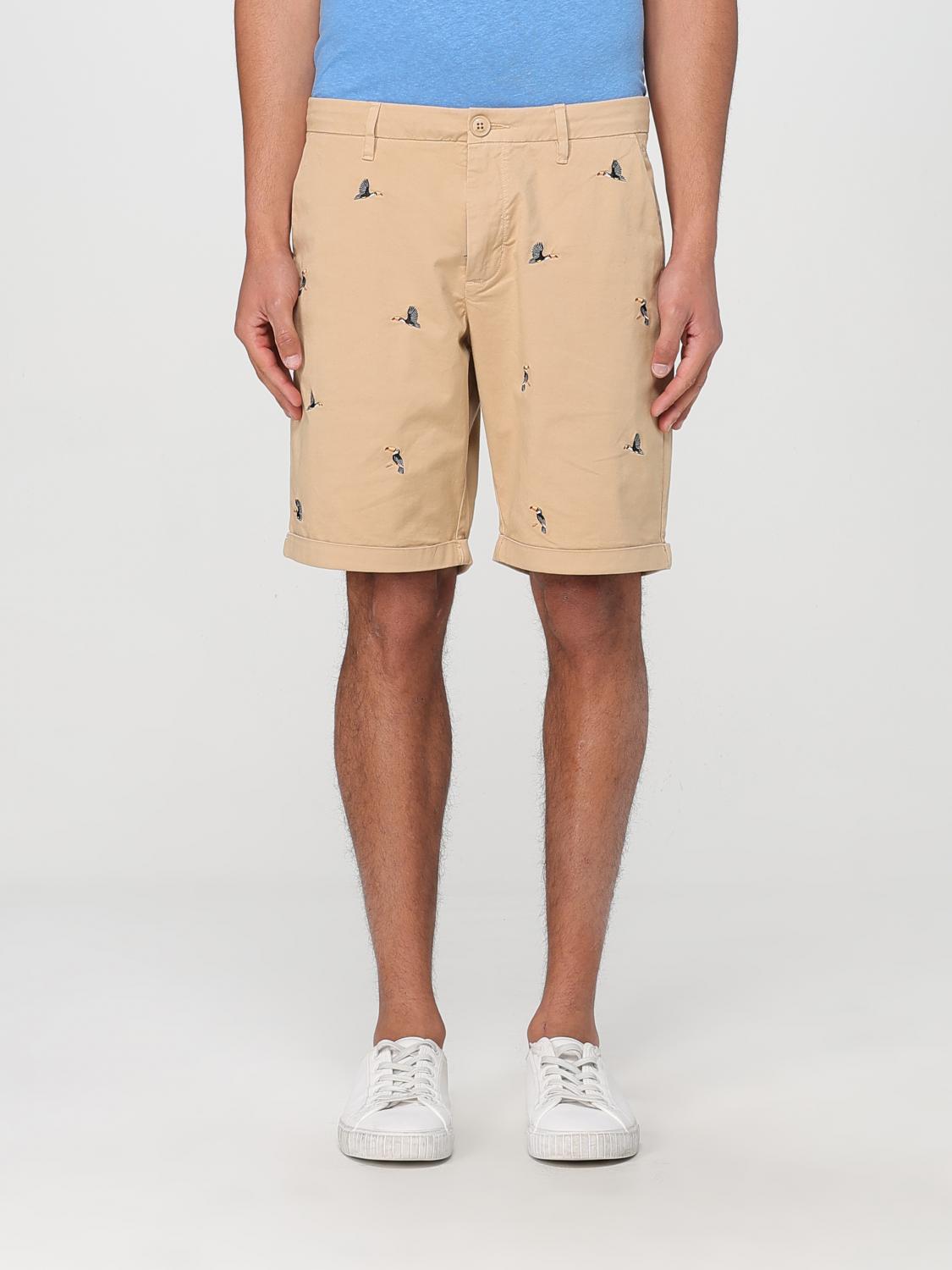 Sun 68 Cuffed Embroidered Shorts In Beige