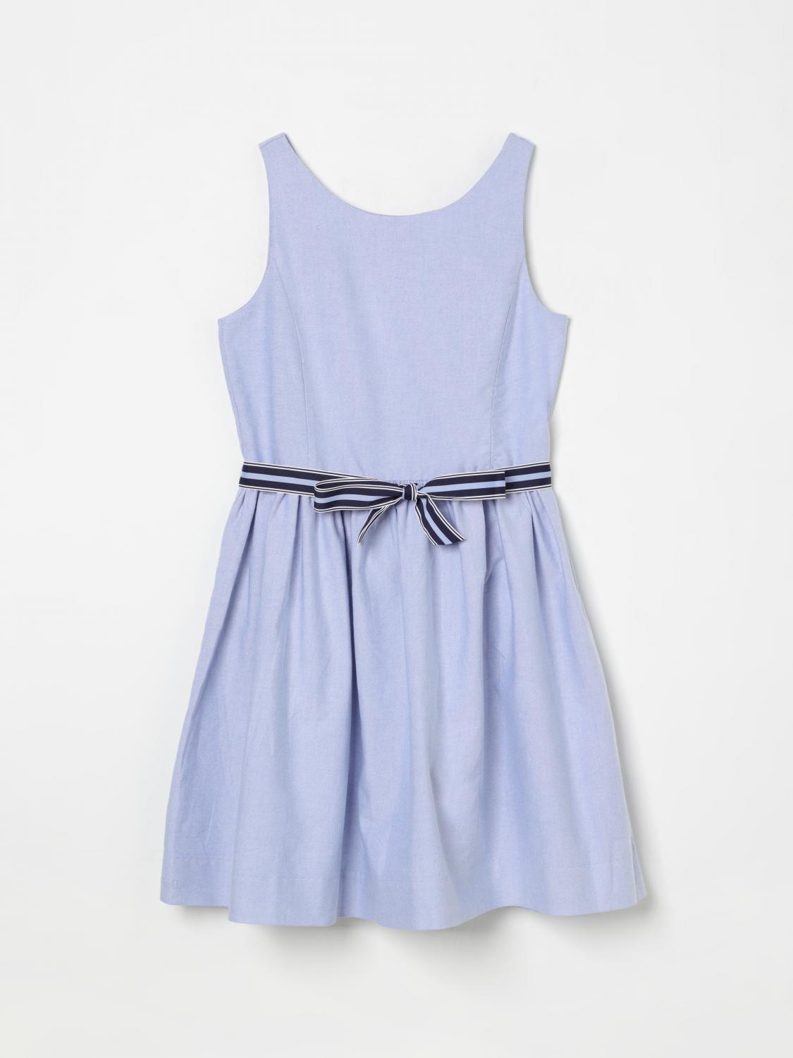 Polo Ralph Lauren Sleeveless Belted Chambray Dress In Blue