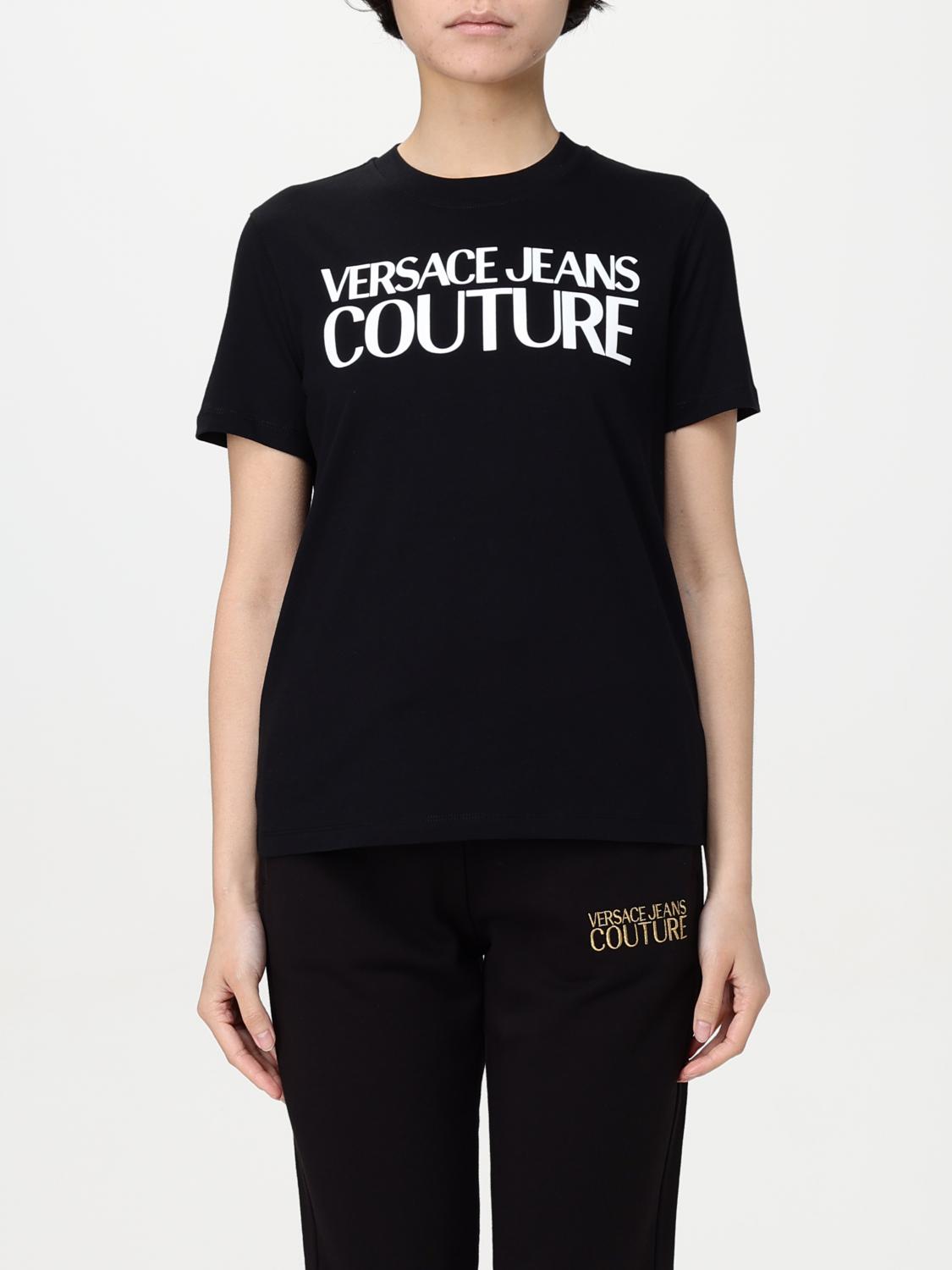 VERSACE JEANS COUTURE T-Shirt Woman color Black　VERSACE JEANS COUTURE Tシャツ ウィメンズ カラー ブラック VERSACE